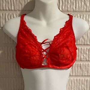Adore Me Red Lace Unlined Bra